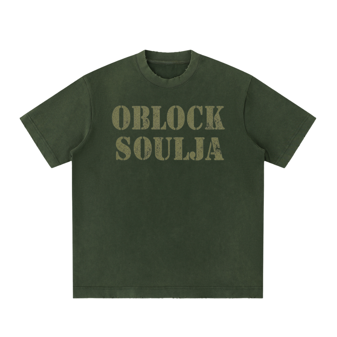 Oblock Soulja Vintage Washed T-Shirt - Army Green (Prince Dre)